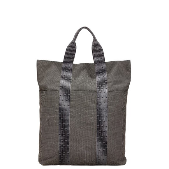 Hermes Air Line Cabas Handbag Tote Bag Gray Canvas Women's HERMES - Picture 1 of 8